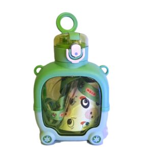 Cottagekart||Cute Kids Water Bottle Thermos with Cartoon Design – BPA Free, Leak-Proof, Sipper Bottle for School & Travel (Green, 600ml)