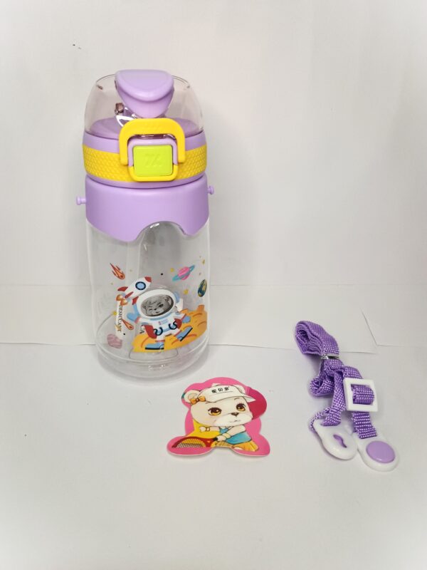 Cute Kids Water Bottle with Astronaut Design – BPA Free, Leak-Proof, Sipper Bottle for School & Travel (Purple, 600ml) - Image 4