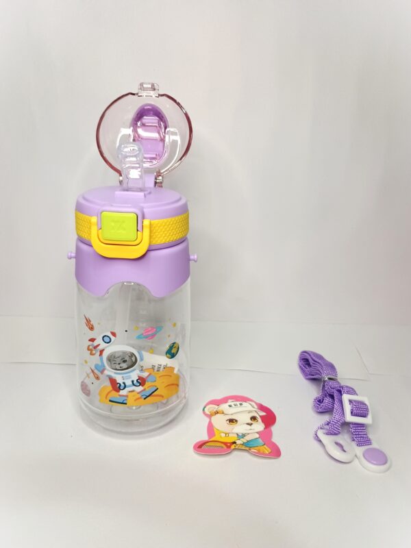 Cute Kids Water Bottle with Astronaut Design – BPA Free, Leak-Proof, Sipper Bottle for School & Travel (Purple, 600ml) - Image 5