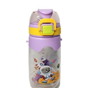 Cute Kids Water Bottle with Astronaut Design – BPA Free, Leak-Proof, Sipper Bottle for School & Travel (Purple, 600ml)