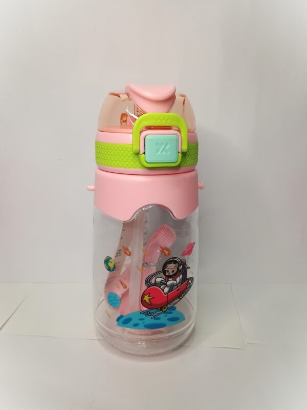 Cottagekart||Cute Kids Water Bottle with Astronaut Design – BPA Free, Leak-Proof, Sipper Bottle for School & Travel (Pink, 600ml) - Image 2