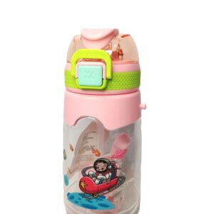 Cottagekart||Cute Kids Water Bottle with Astronaut Design – BPA Free, Leak-Proof, Sipper Bottle for School & Travel (Pink, 600ml)
