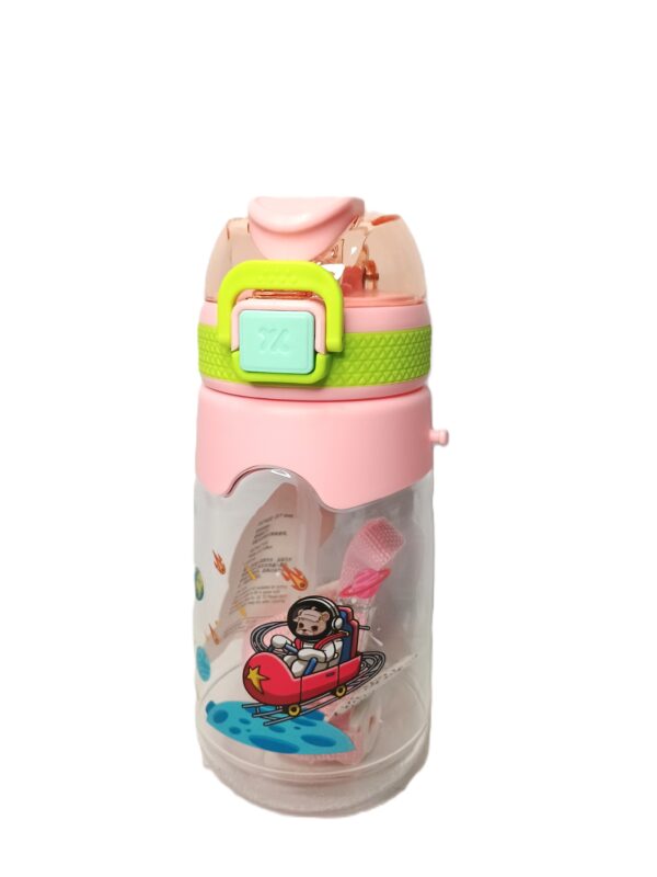 Cottagekart||Cute Kids Water Bottle with Astronaut Design – BPA Free, Leak-Proof, Sipper Bottle for School & Travel (Pink, 600ml)