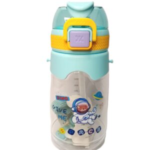 Cottagekart||Cute Kids Water Bottle with Astronaut Design – BPA Free, Leak-Proof, Sipper Bottle for School & Travel (Sky Blue, 600ml)