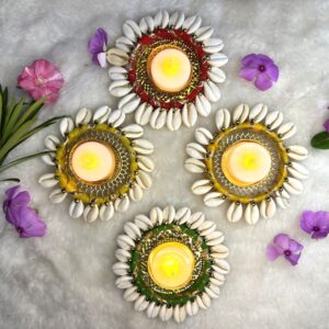 Cottagekart||Tealight Cronch Kodi Diyas for Festive Decor – Elegant Candle Holders for Diwali & Home Decoration ||Set Of 4