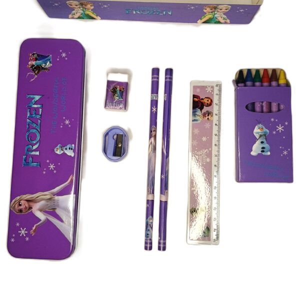 Cottagekart||Disney Frozen Stationery Set for Kids – Pencil Box, Crayons, Pencils, Scale, Eraser & Sharpener - Image 3