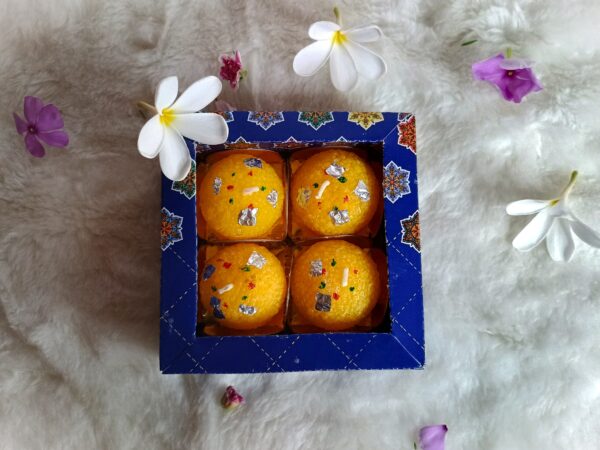 Cottagekart||Premium Laddoo Wax Candles – Decorative Festive Tealight for Home & Gifting ||Set Of 4 - Image 2