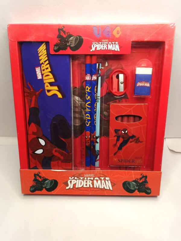 Cottagekart||Marvel Avengers Spider-man Stationery Set for Kids – Pencil Box, Crayons, Pencils, Scale, Eraser & Sharpener - Image 2