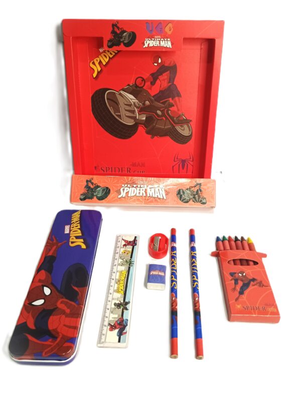 Cottagekart||Marvel Avengers Spider-man Stationery Set for Kids – Pencil Box, Crayons, Pencils, Scale, Eraser & Sharpener - Image 4