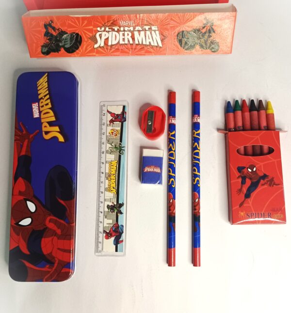 Cottagekart||Marvel Avengers Spider-man Stationery Set for Kids – Pencil Box, Crayons, Pencils, Scale, Eraser & Sharpener - Image 5