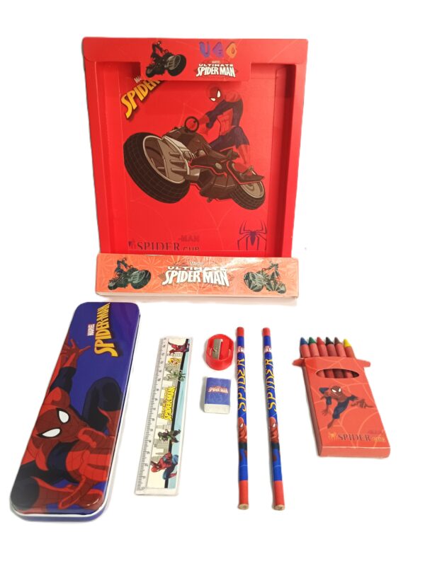Cottagekart||Marvel Avengers Spider-man Stationery Set for Kids – Pencil Box, Crayons, Pencils, Scale, Eraser & Sharpener