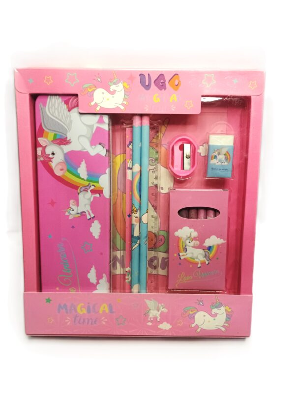 Cottagekart||Unicorn Themed Stationery Set for Kids – Pencil Box, Crayons, Pencils, Scale, Eraser & Sharpener - Image 2