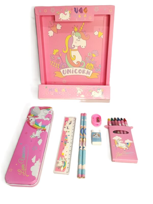 Cottagekart||Unicorn Themed Stationery Set for Kids – Pencil Box, Crayons, Pencils, Scale, Eraser & Sharpener