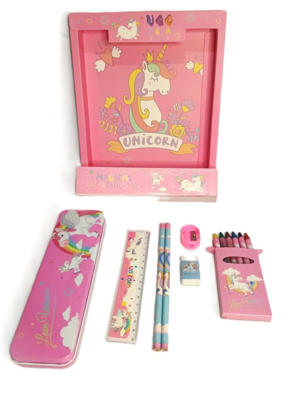 Cottagekart||Unicorn Themed Stationery Set for Kids – Pencil Box, Crayons, Pencils, Scale, Eraser & Sharpener - Image 6